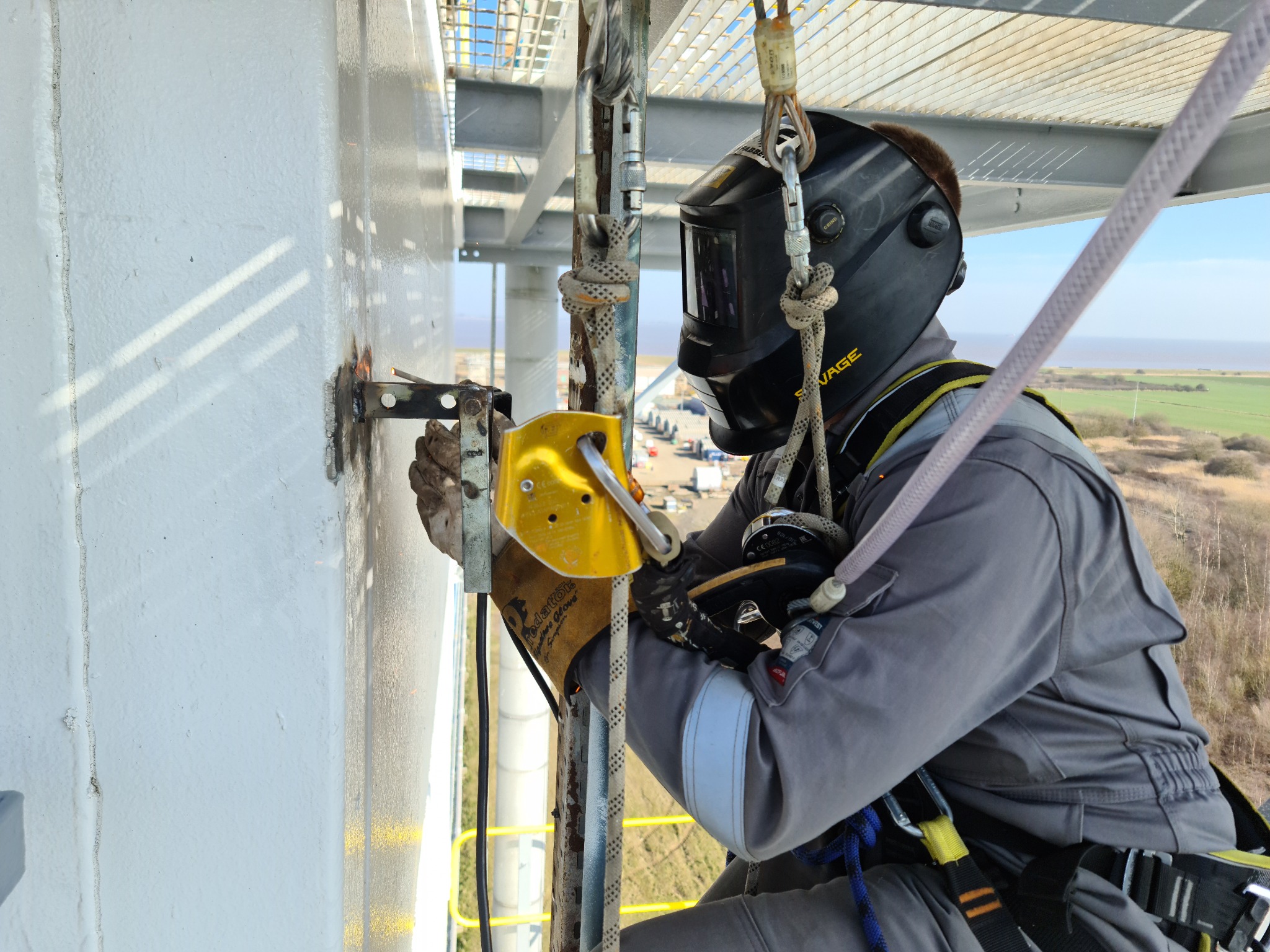 Lincolnshire Rope Access technician working at height
